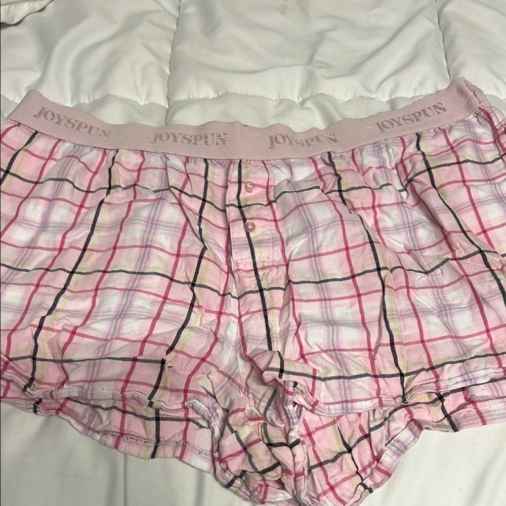 Women's Pink Plaid Sleep Shorts